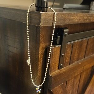 Elegant Silver Necklace with Colorful Charms